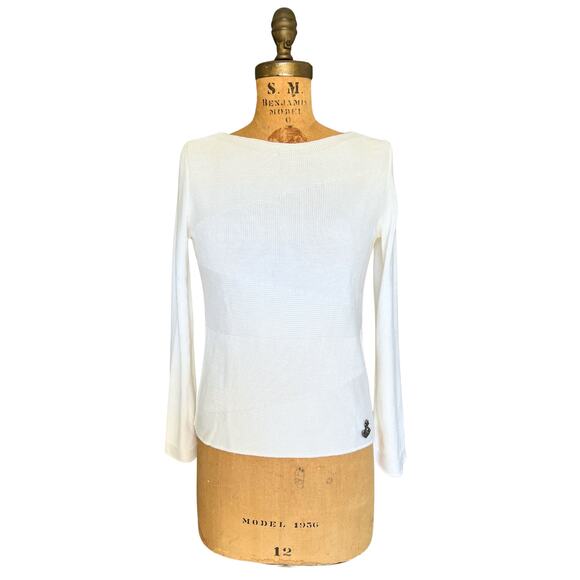 Never Worn Royal Mer White Nautical Knit Sweater Made in France Sz 38 Small - Picture 2 of 9